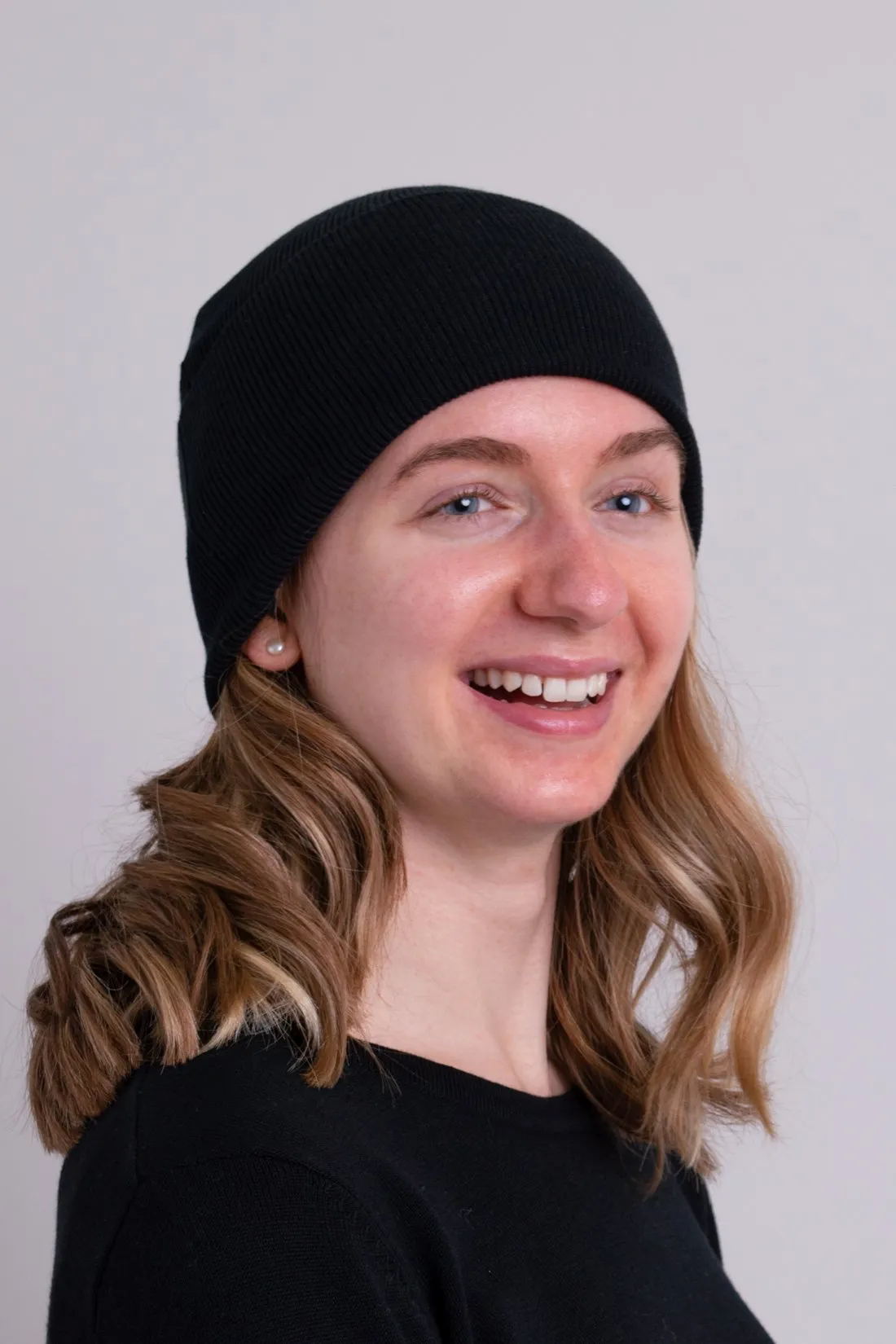 Knit Beanie, Black, Bamboo Cotton