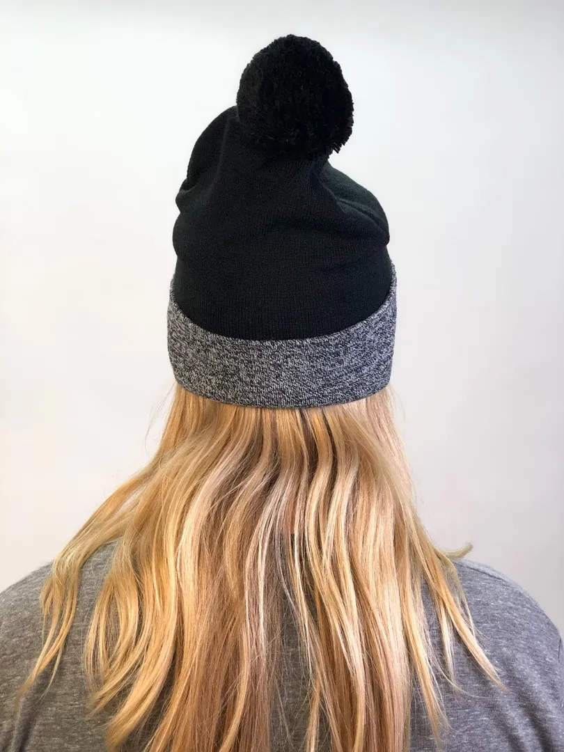 knit beanie with I am strong™ on inside cuff