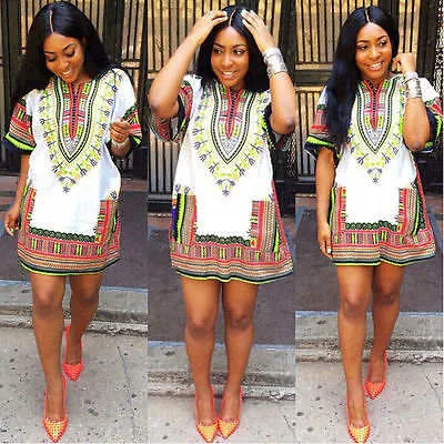 Ladies African print shirt dress