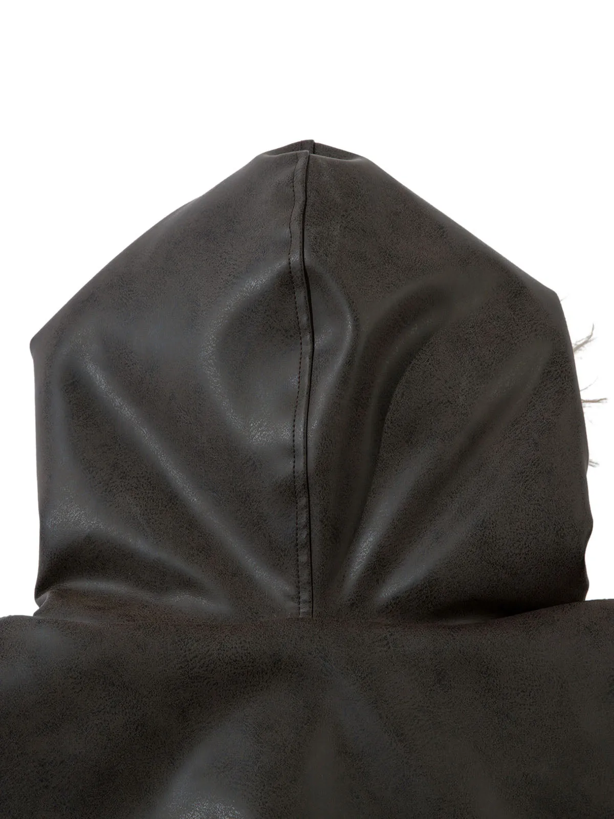 Leather Fur Hooded Fleece Jacket