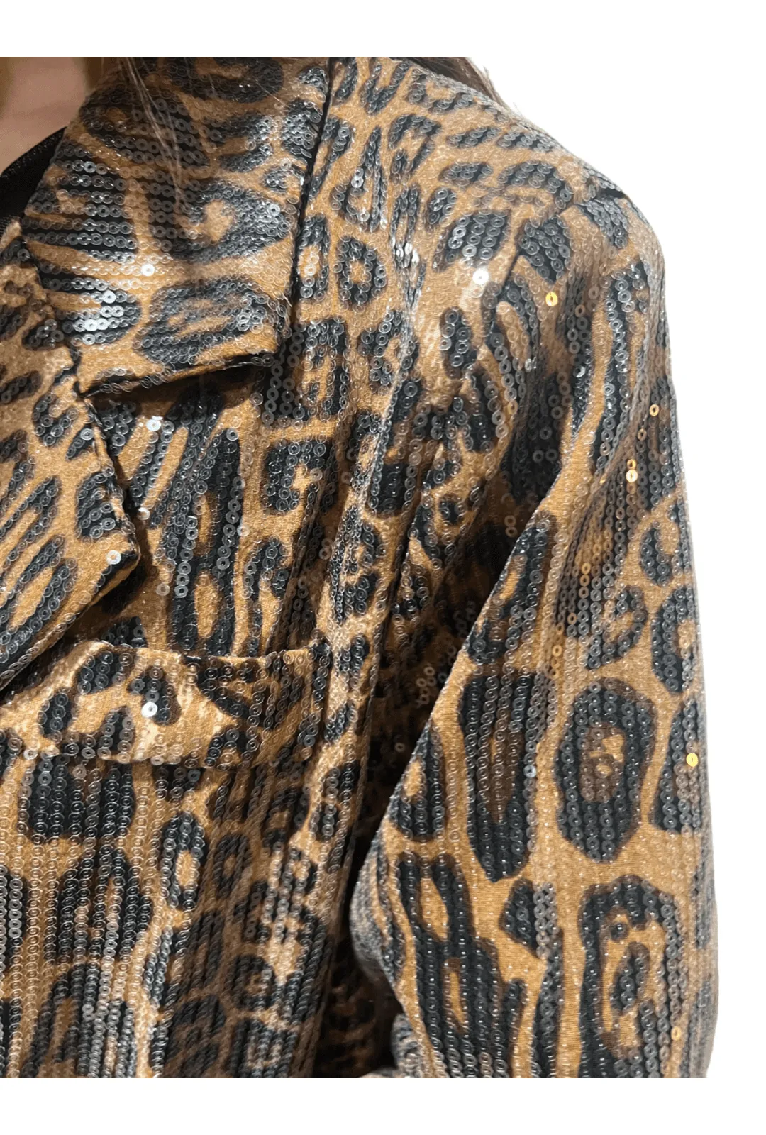 Leopard Print Sequin Blazer