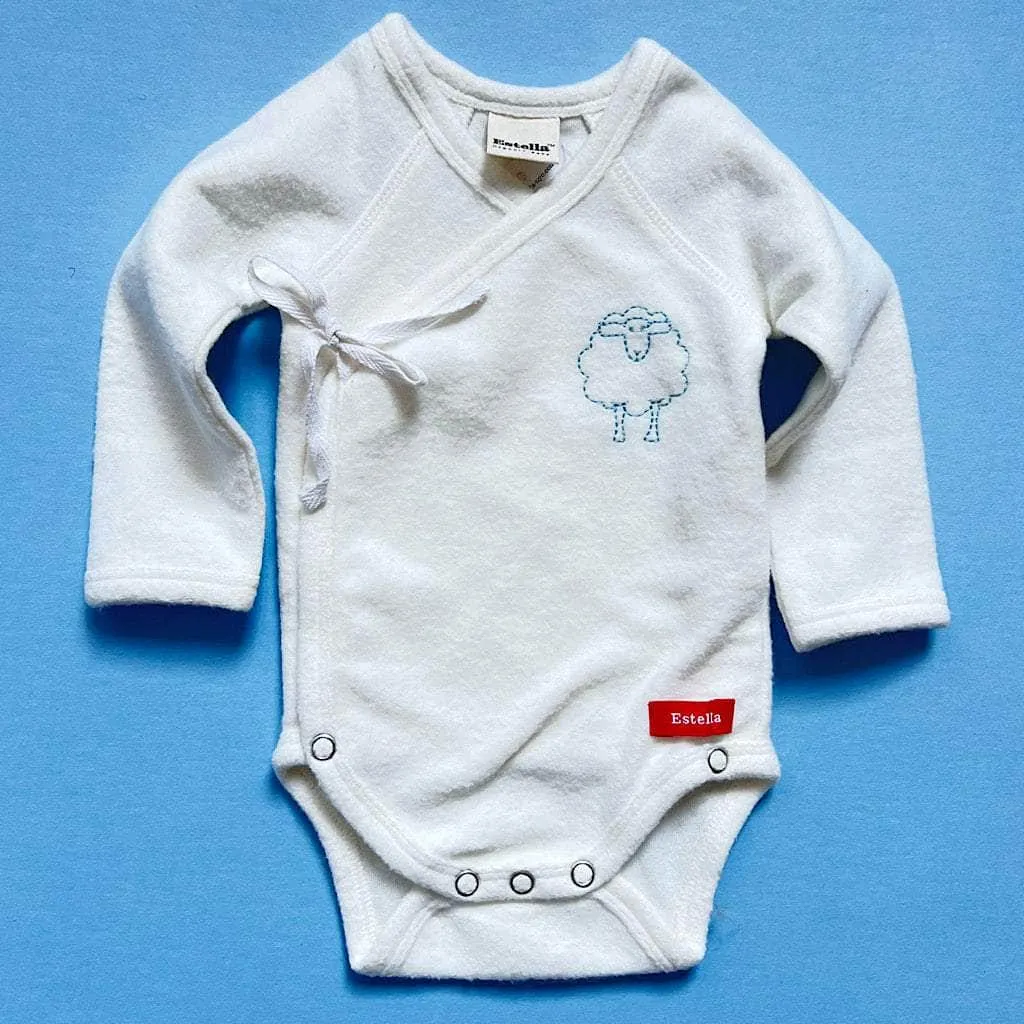 Little Lamb Embroidered Organic Kimono Onesie