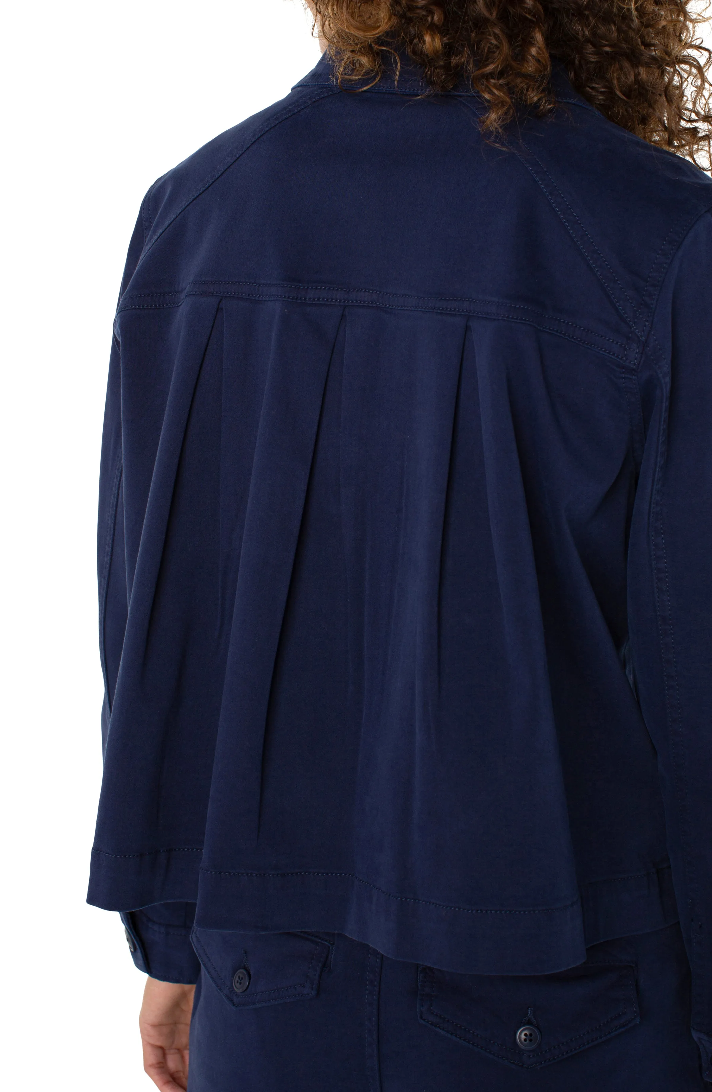 Liverpool Pleat Back Crop Jacket (Lapis Ink)