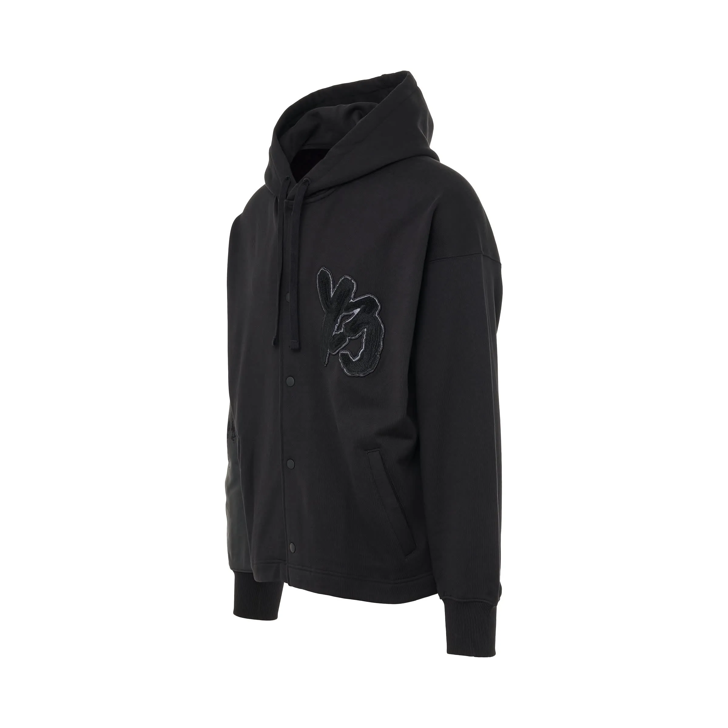 Logo Patch Organic Cotton Hoodie in Black