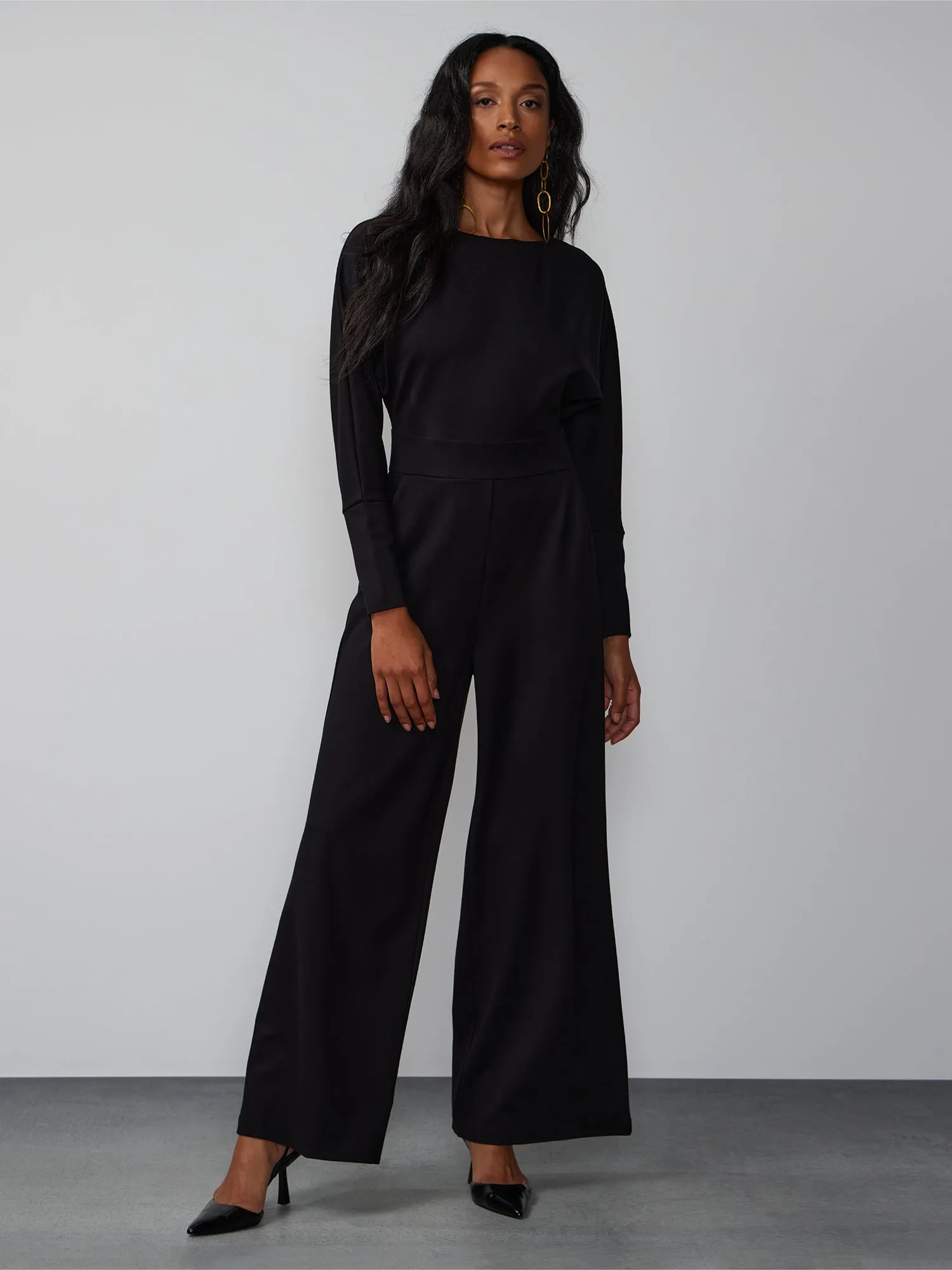 Long Dolman Sleeve Ponte Jumpsuit