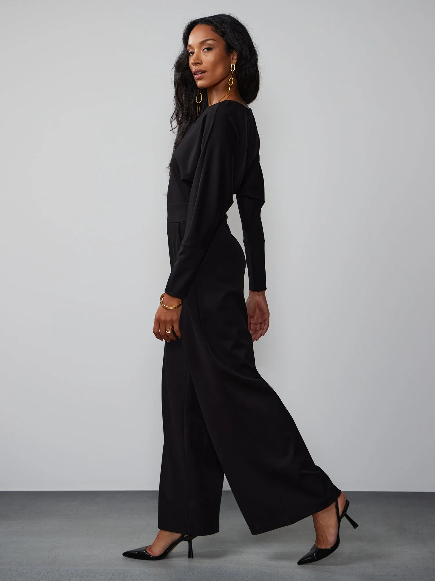 Long Dolman Sleeve Ponte Jumpsuit