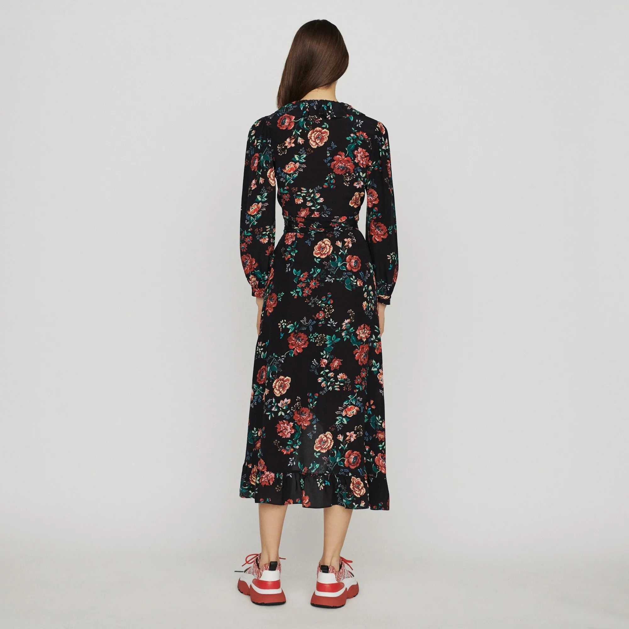 Long Dress With Roses Print - Printed