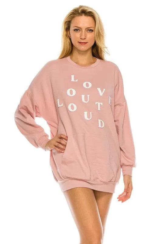 LOVE OUT LOUD Long Sleeve Shirt Dress