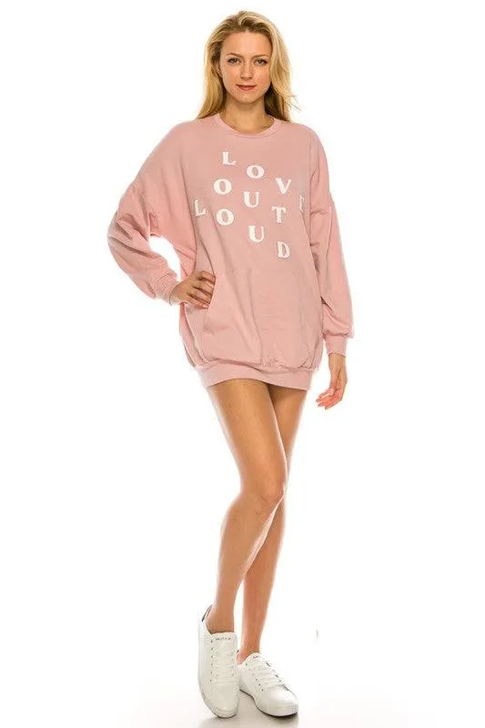 LOVE OUT LOUD Long Sleeve Shirt Dress