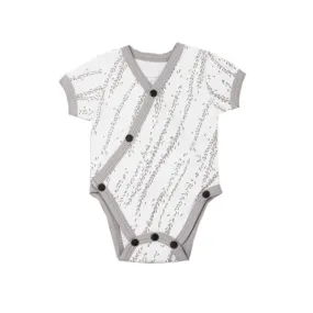 L'ovedbaby Organic Short Sleeve Kimono Bodysuit - Light Gray Willow