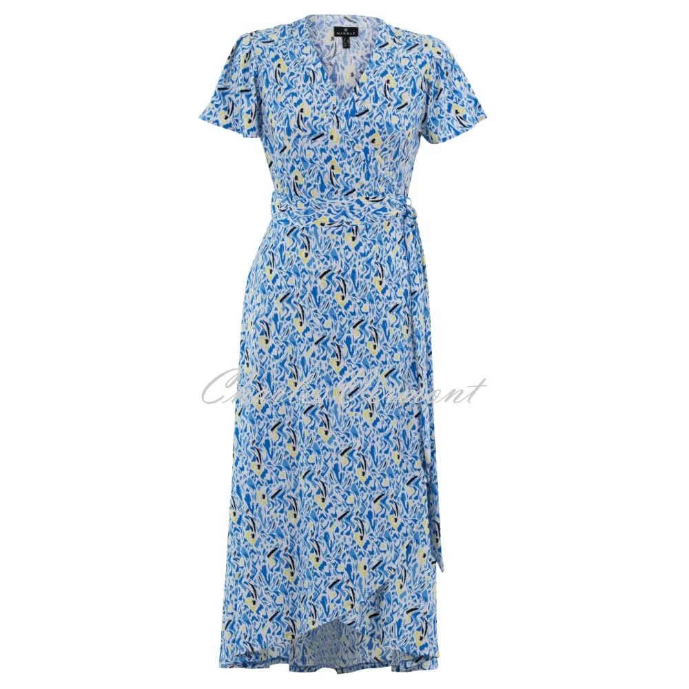 Marble Wrap Dress - Style 7400-152 (Yellow / Powder Blue / Multi)