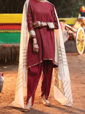 Maroon Jacquard 3 Piece Unstitched - ALP-3PS-950