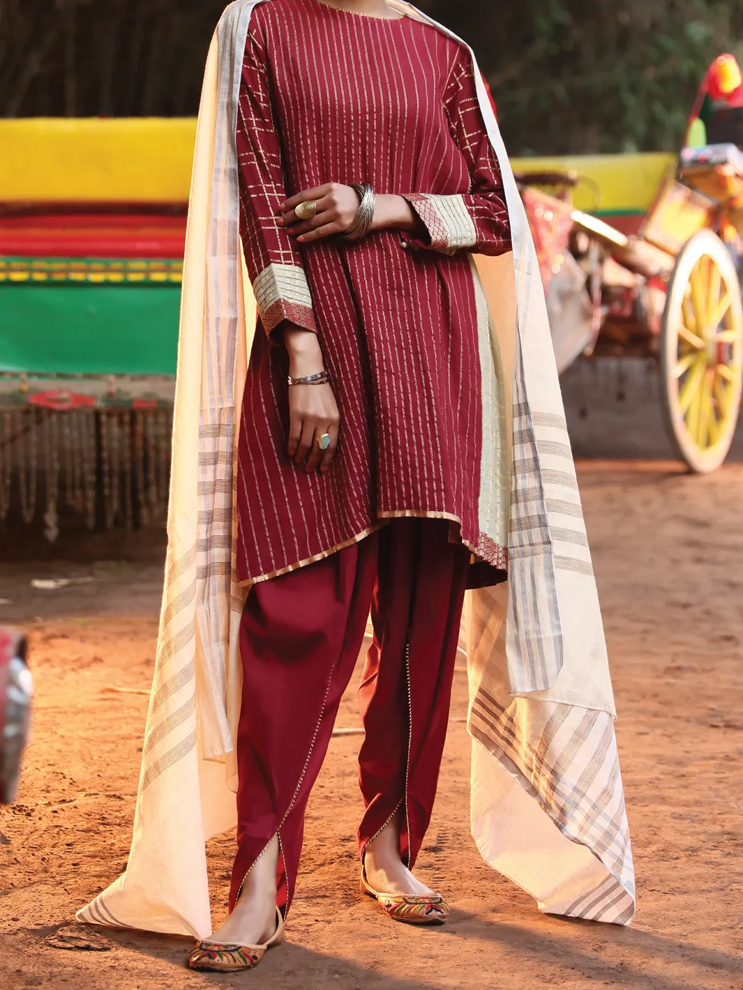 Maroon Jacquard 3 Piece Unstitched - ALP-3PS-950