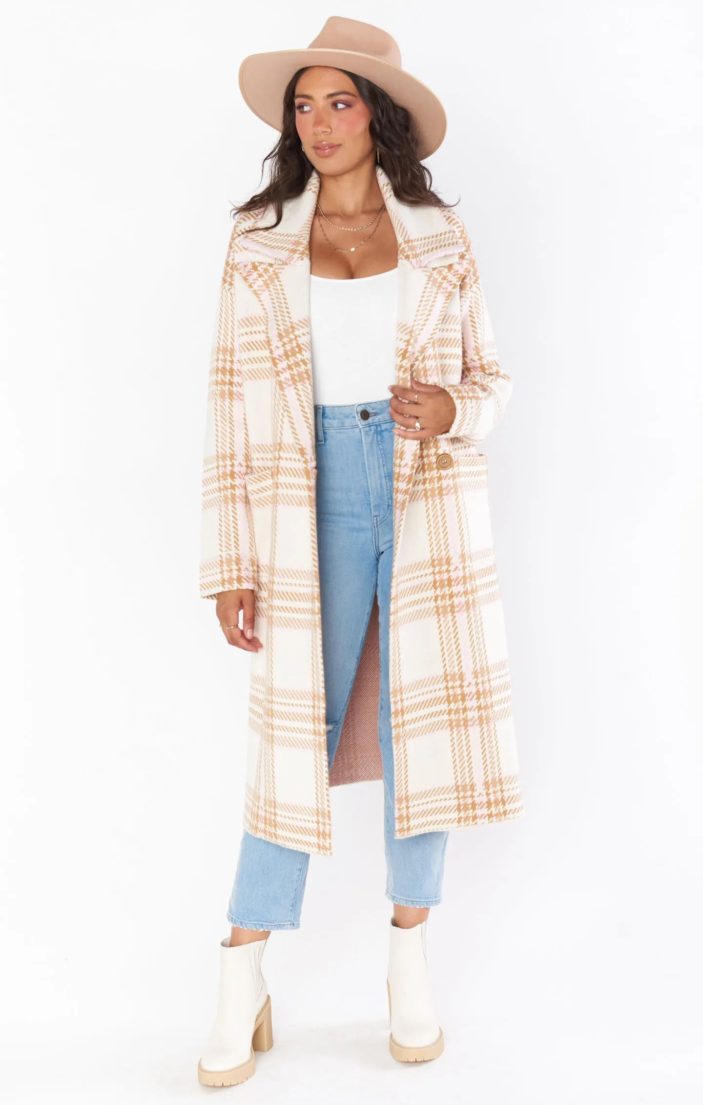 Melrose Sweater Jacket ~ Neutral Plaid Knit