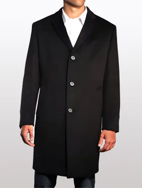 Men's Black Wool Winter Coat - Top Coat for Men - 38" Length