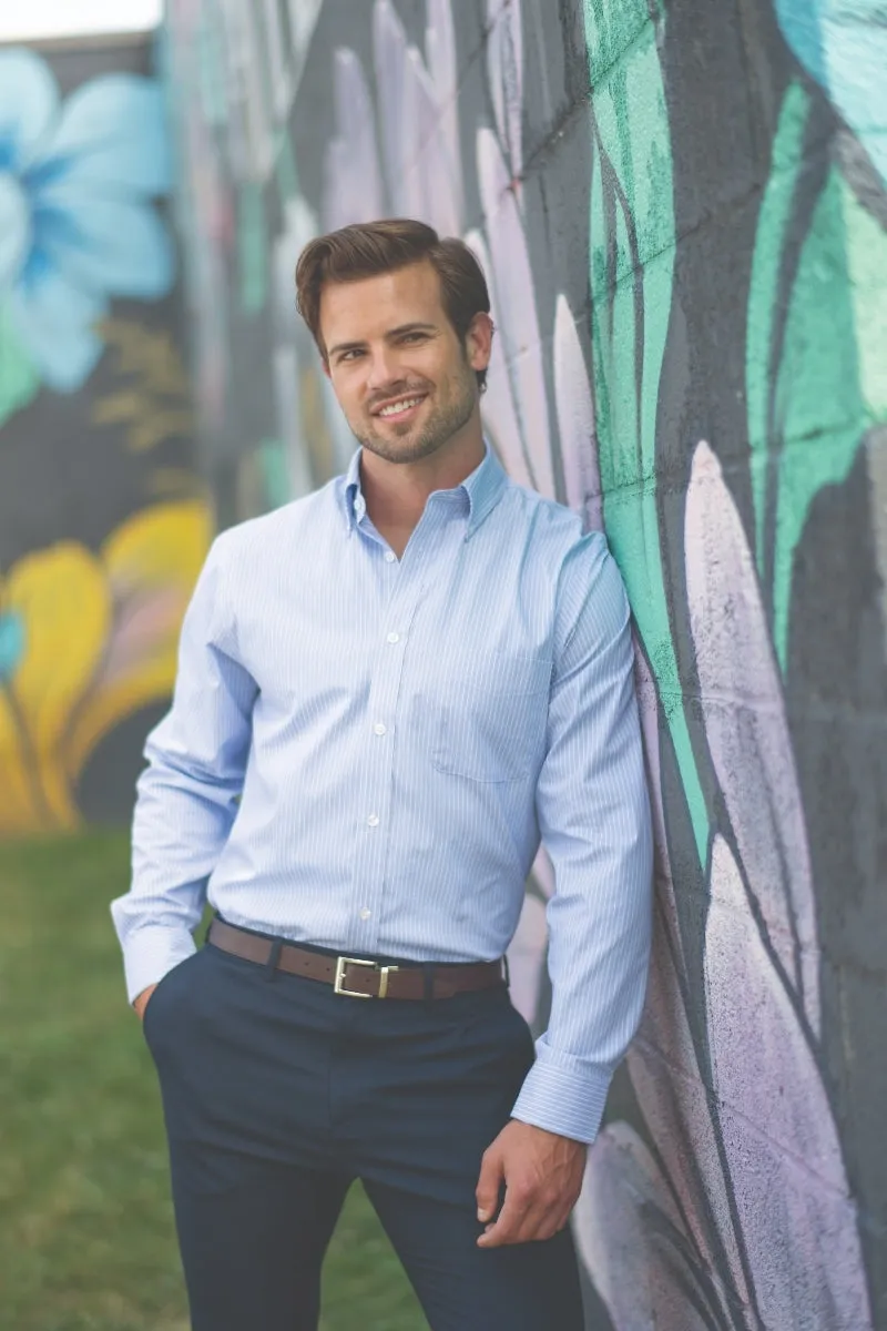 Men's Button-Down Executive Oxford Shirt - Light Blue