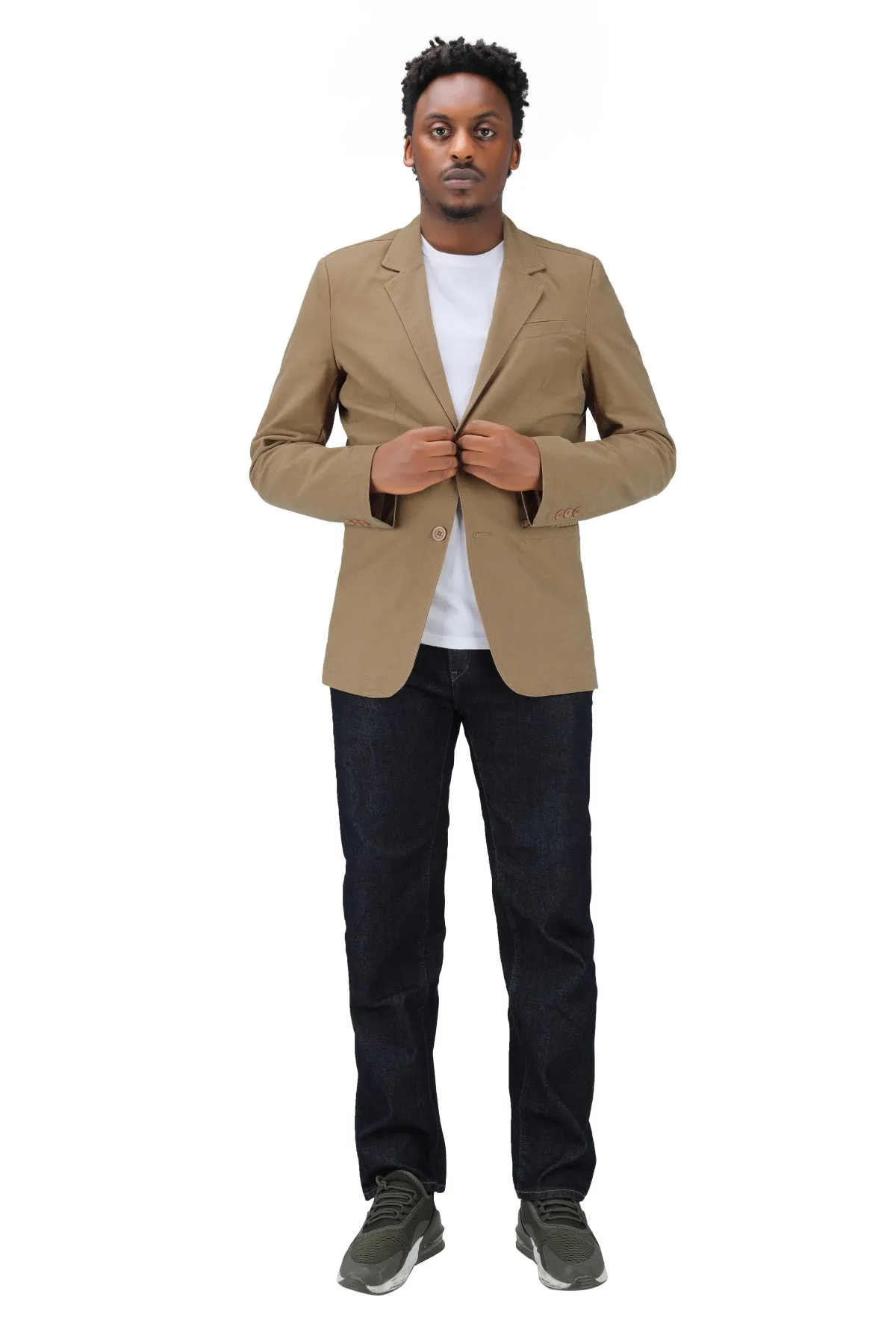 Mens Casual 2 Buttons Autumn Blazer Slim Fit Sport Coat Khaki