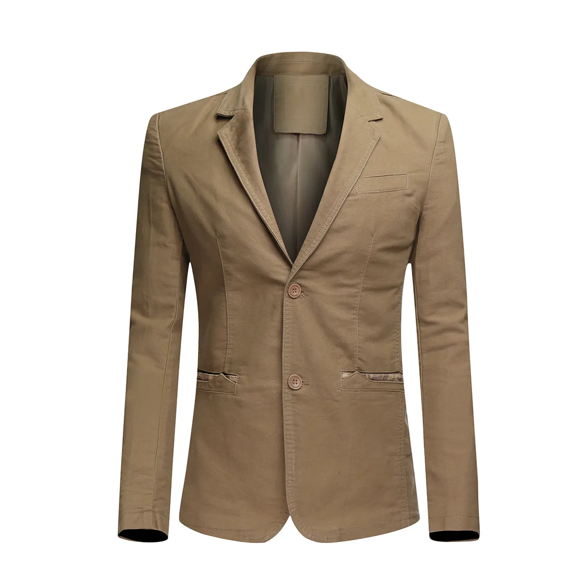 Mens Casual 2 Buttons Autumn Blazer Slim Fit Sport Coat Khaki