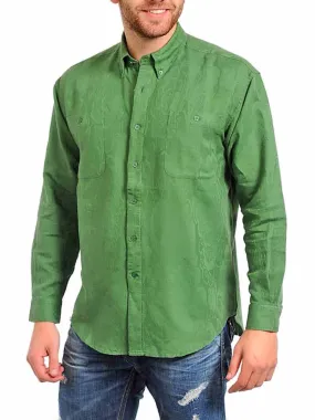 Men's Hunter Green Long Sleeve Textured Button Down Shirt Size Small