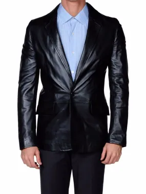 Men's ONE BUTTON Leather Blazer TB008