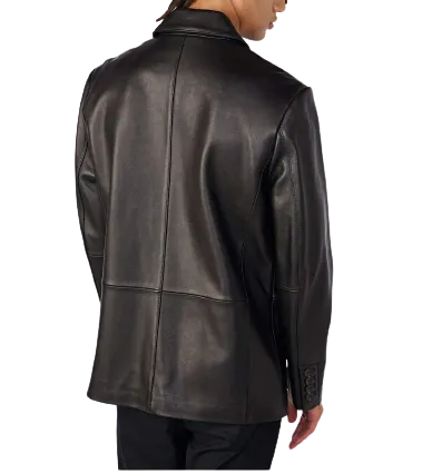 Mens Xander Front Button Genuine Lambskin Leather Blazer