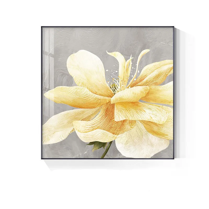 Modern Abstract Yellow Flower Wall Art Fine Art Canvas Prints Square Format Floral Pictures For Living Room Bedroom Art Decor