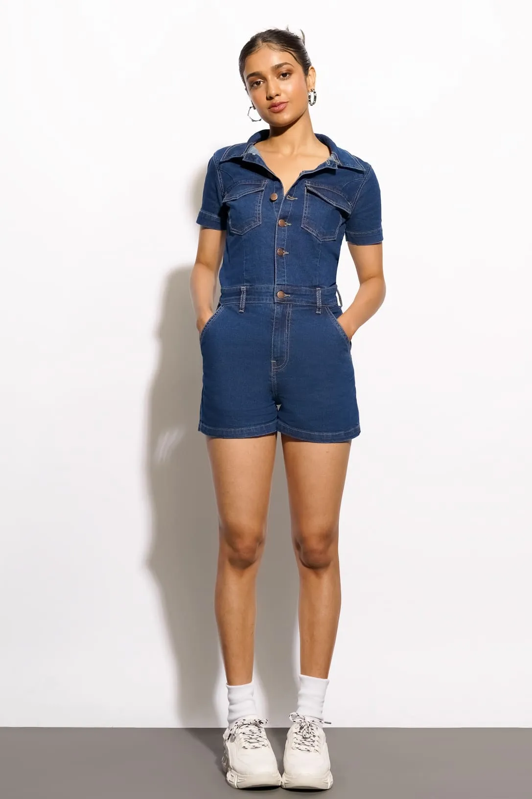 Modish Indigo Denim Romper