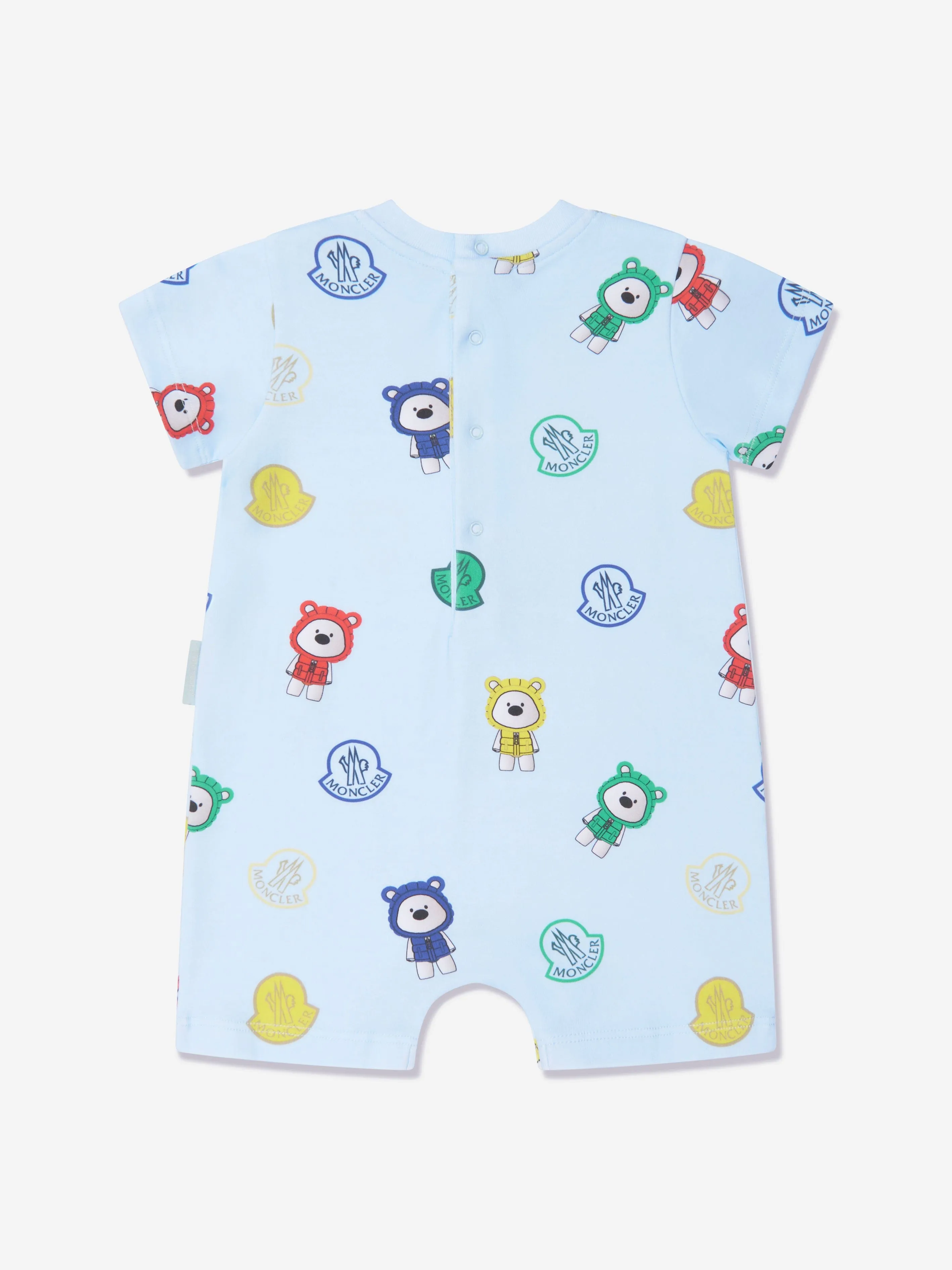 Moncler Enfant Baby Boys Bear Print Romper in Blue