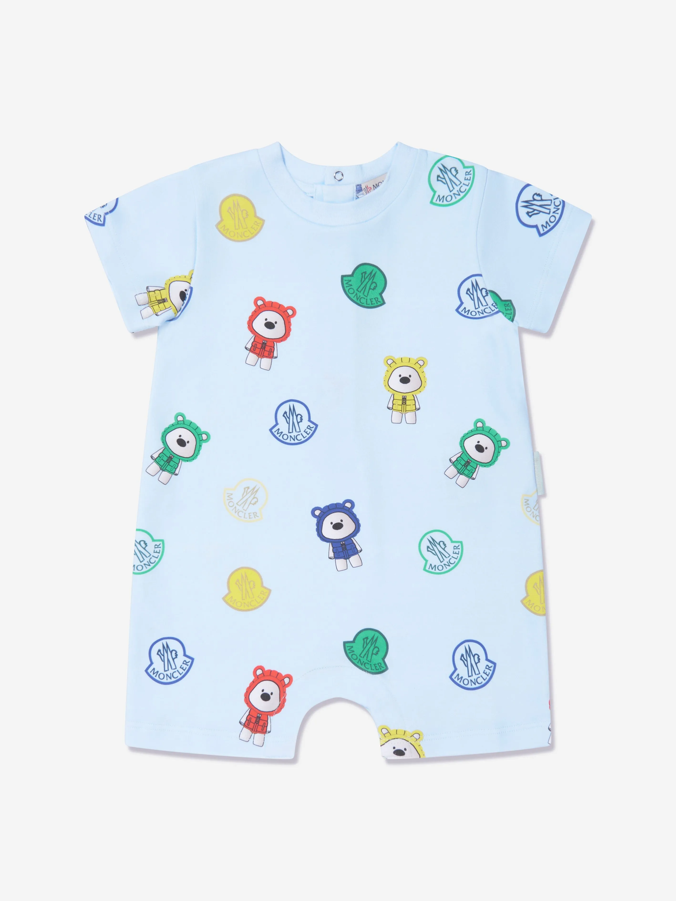 Moncler Enfant Baby Boys Bear Print Romper in Blue