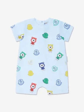 Moncler Enfant Baby Boys Bear Print Romper in Blue