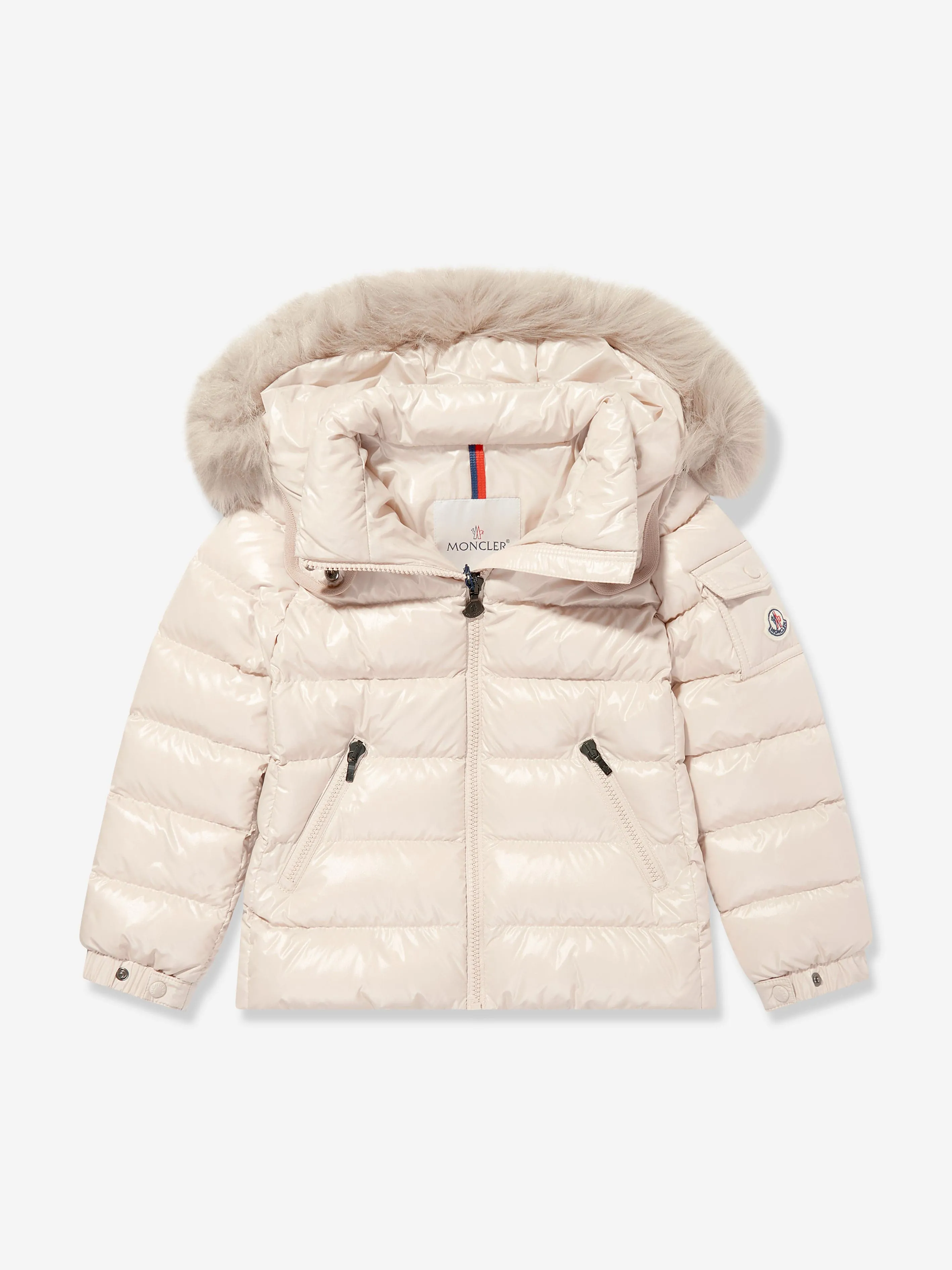 Moncler Enfant Girls Down Padded Badyf Jacket in Beige