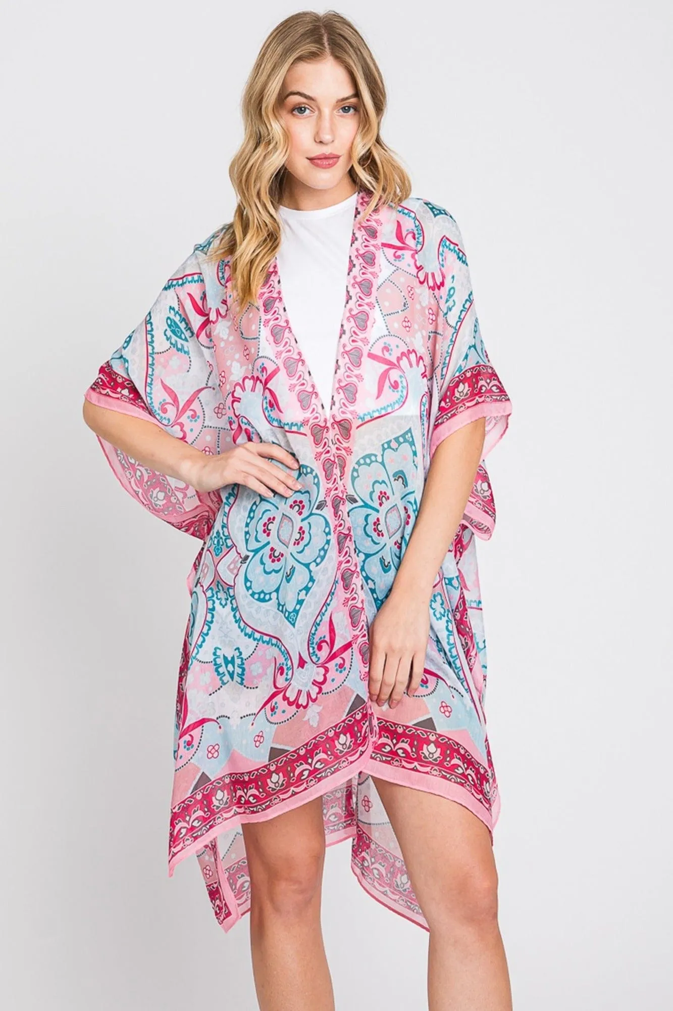 MS0376 Eva Abstract Paisley Print Kimono