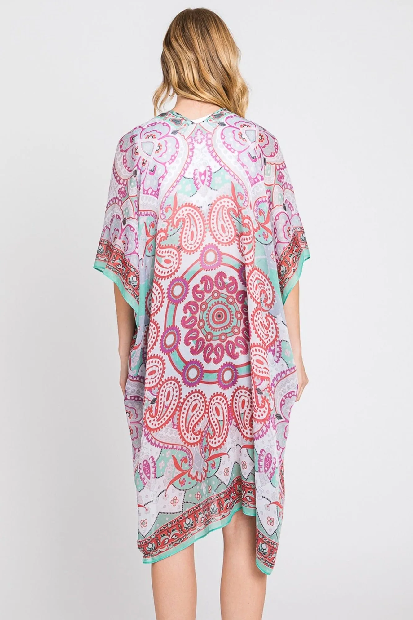 MS0376 Eva Abstract Paisley Print Kimono