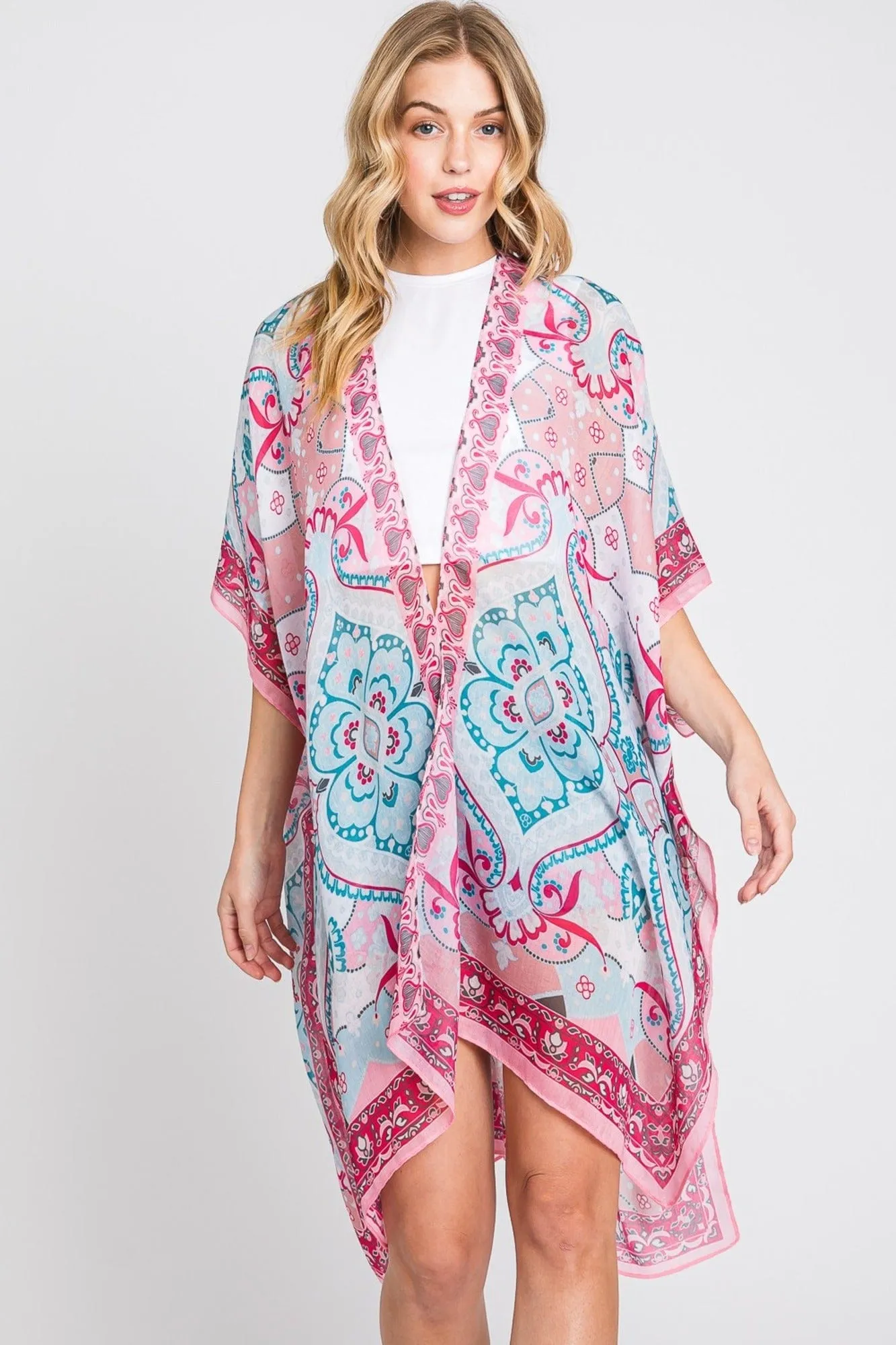 MS0376 Eva Abstract Paisley Print Kimono