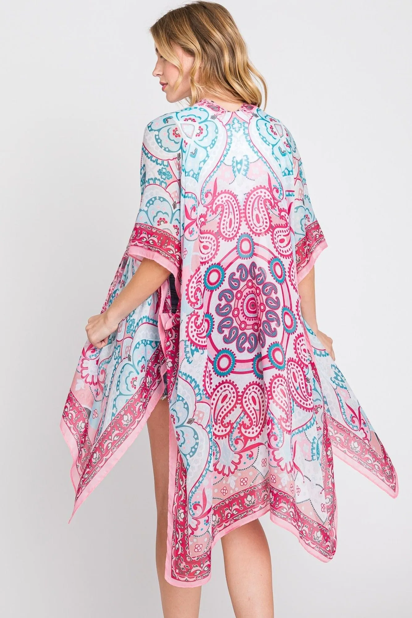 MS0376 Eva Abstract Paisley Print Kimono