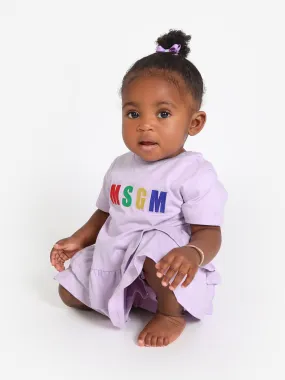 MSGM Baby Girls Logo T-Shirt Dress in Lilac