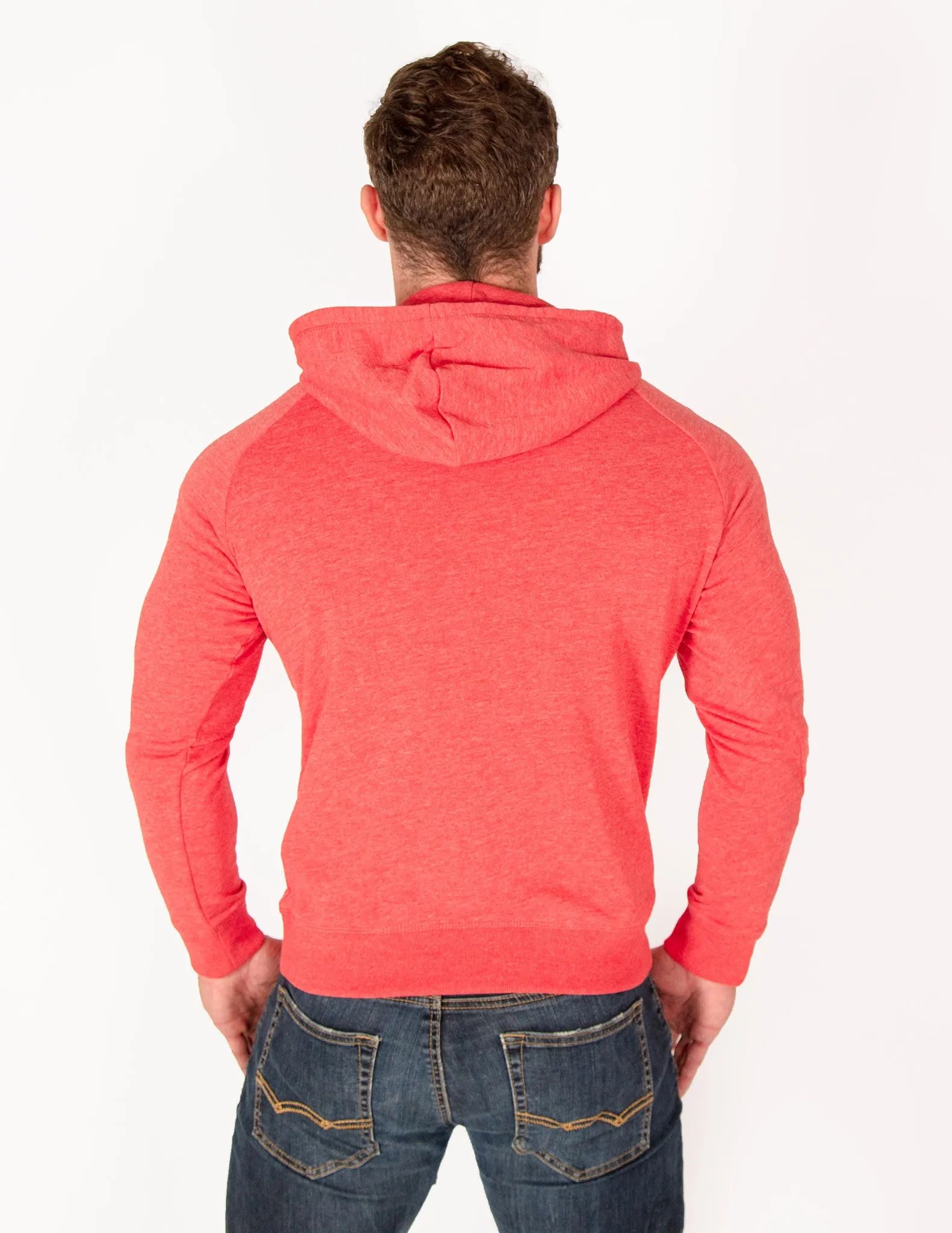 MUSCLE PULLOVER HOODIE - RED MARL