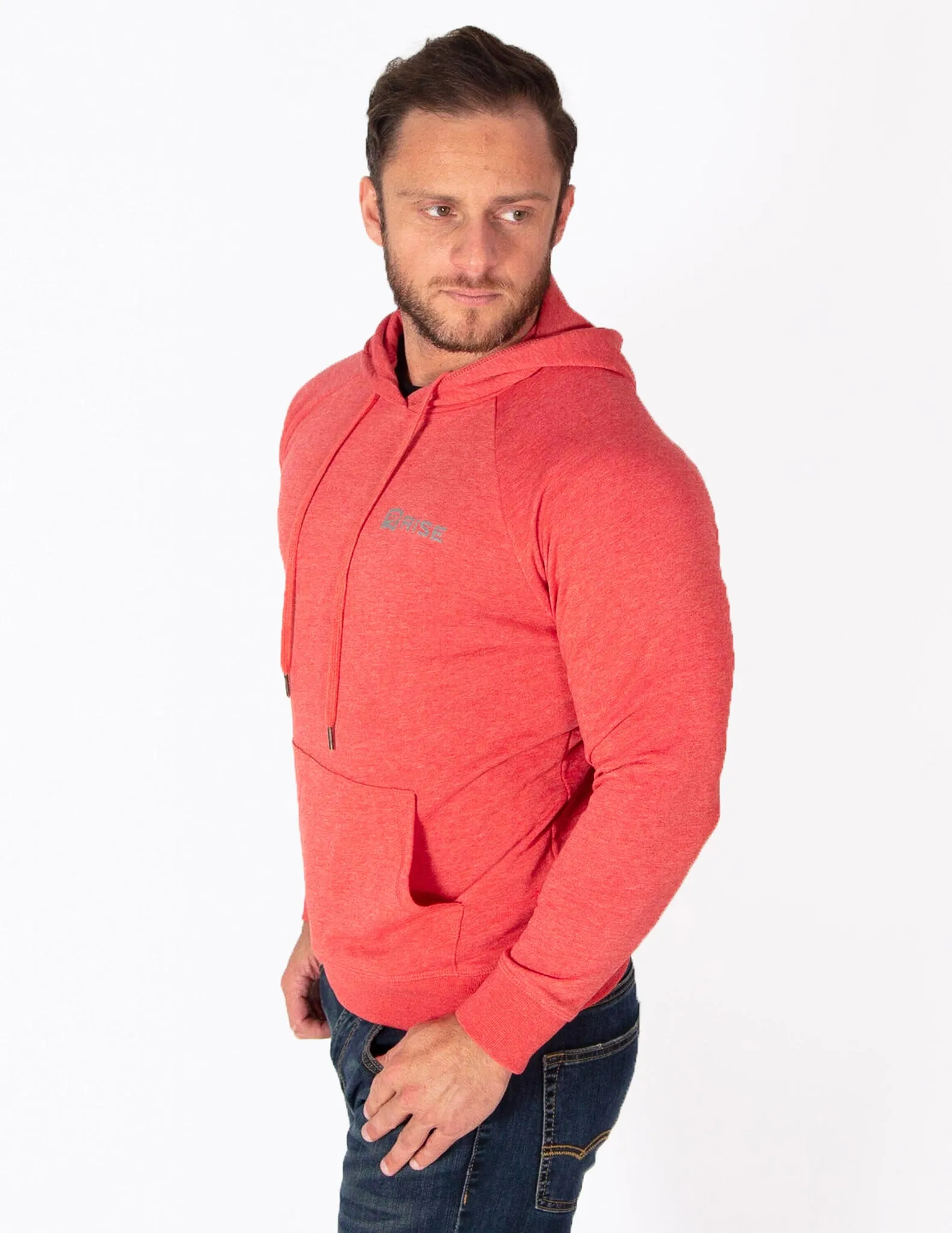 MUSCLE PULLOVER HOODIE - RED MARL