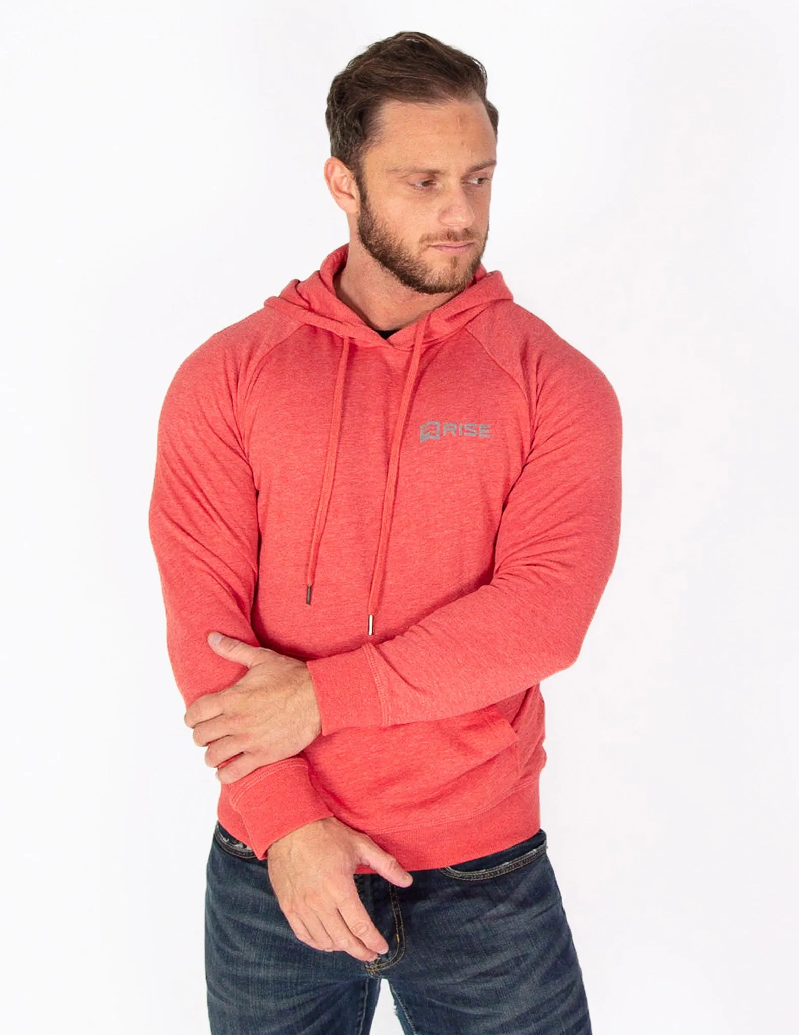 MUSCLE PULLOVER HOODIE - RED MARL