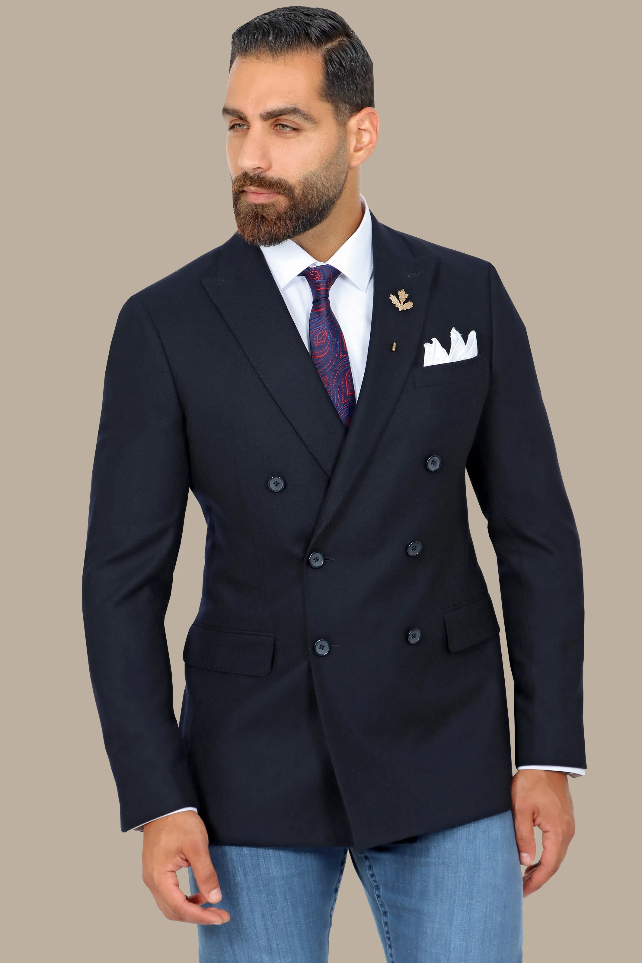 Navy Royalty: Double-Breasted Blazer