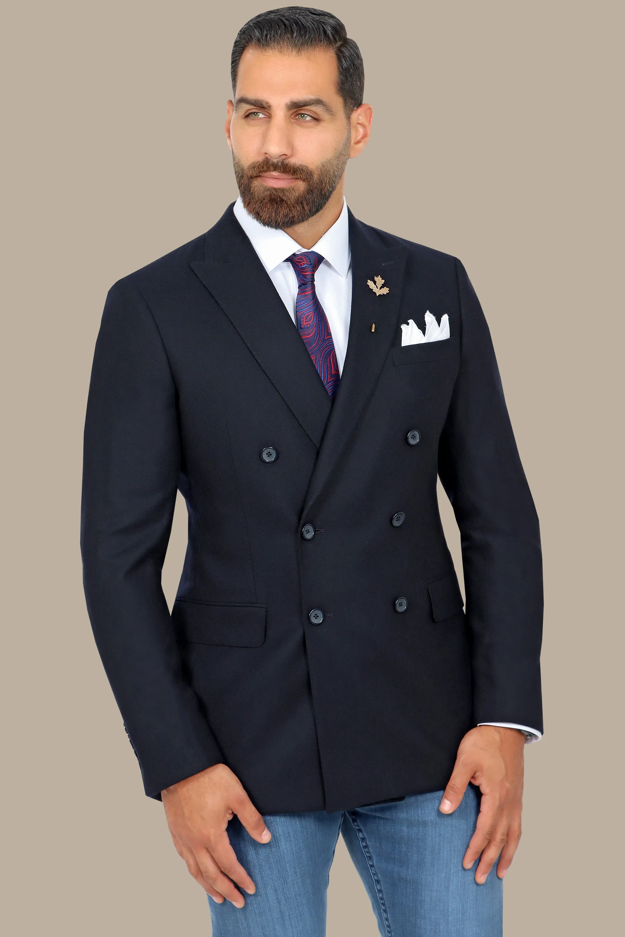 Navy Royalty: Double-Breasted Blazer