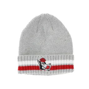 NC State Wolfpack Legacy Grey Striped Slobbering Wolf Cuffed Beanie