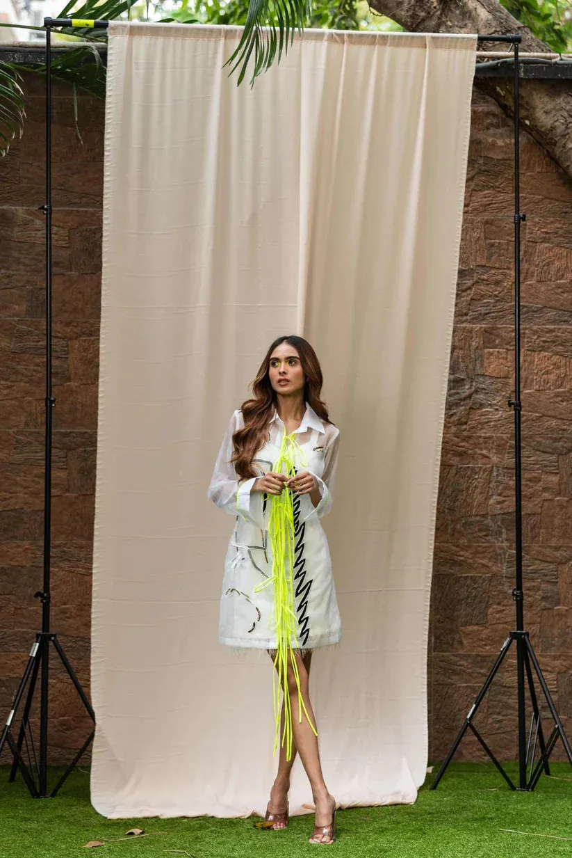 NEON TIE UP / ORGANZA SHIRT DRESS