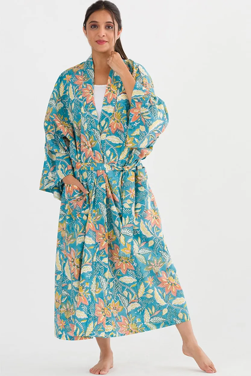 NEW! Long Cotton Robe - Island Sunrise