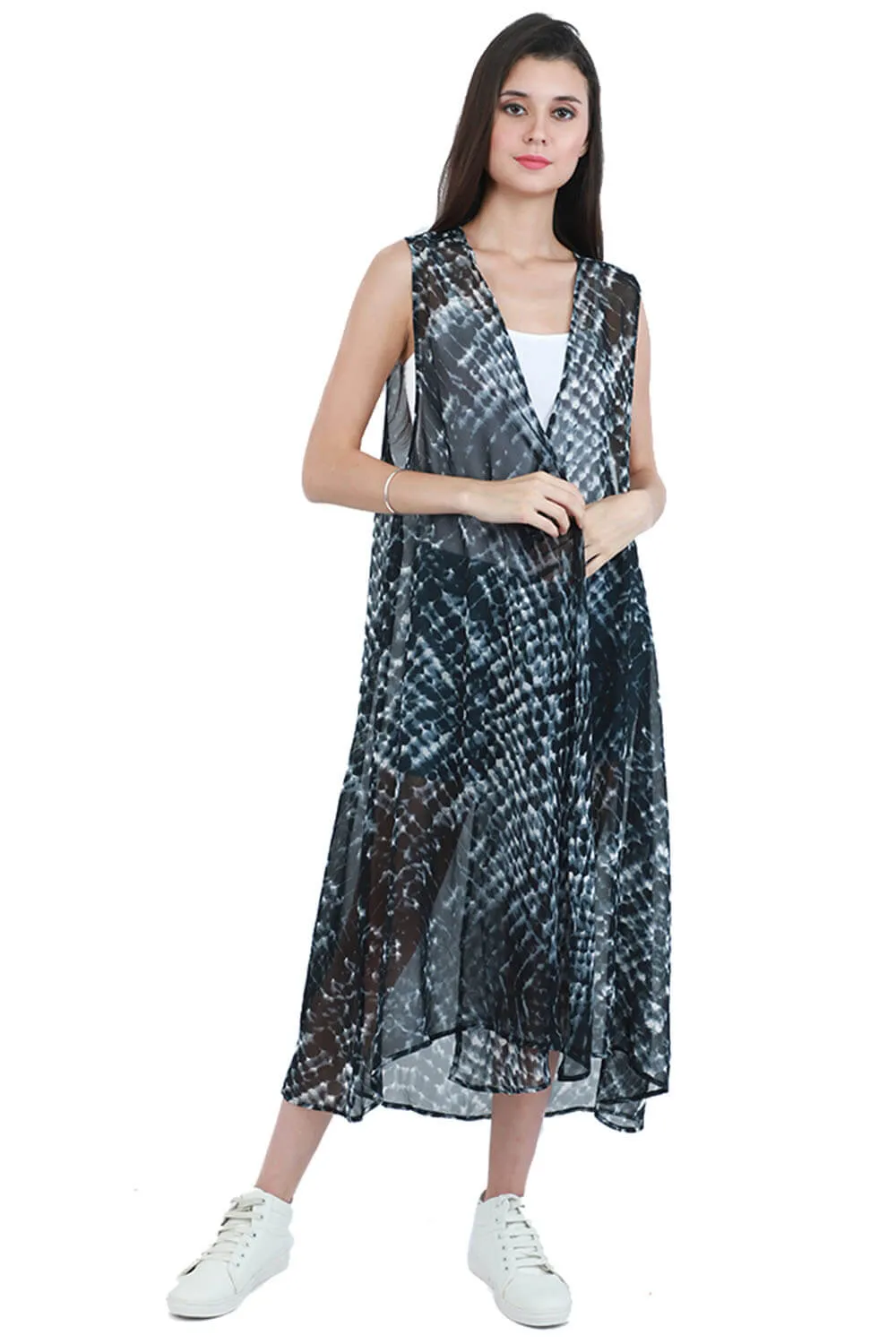 Noir Wanderlust Tie-Dye Mid Kimono