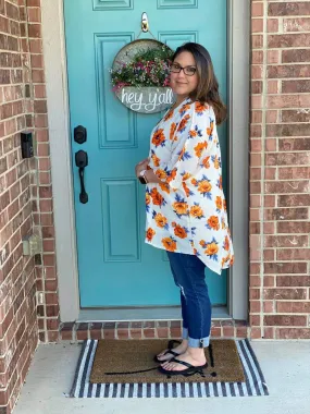 Orange Floral Kimono