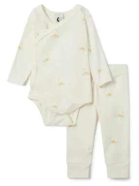 Organic Duckling Baby Wrap and Trouser Set