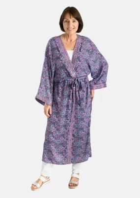 Paisley Pattern Kimono With Waist Tie