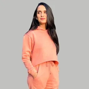 Peach Cropped Hoodie and Jogger Fleece Set (320gsm)