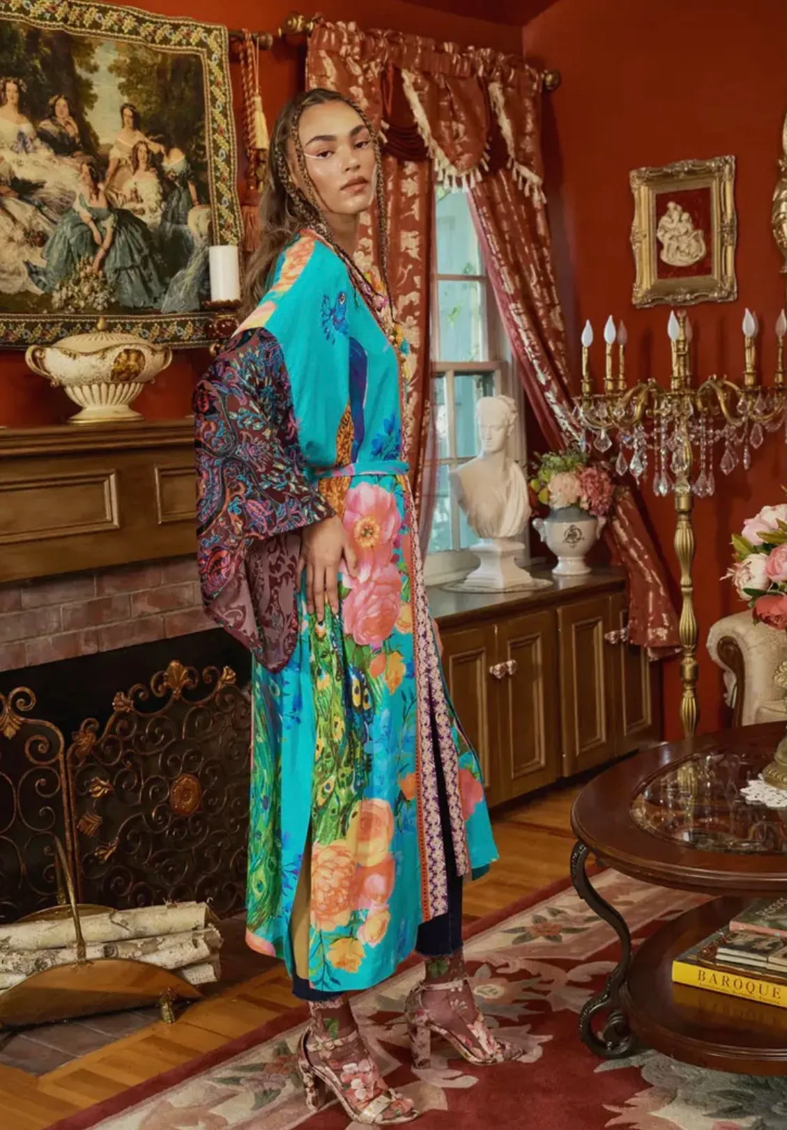 Peacock Kimono - Turquoise